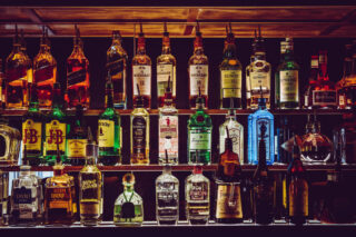 a selection of spirits on a shelf