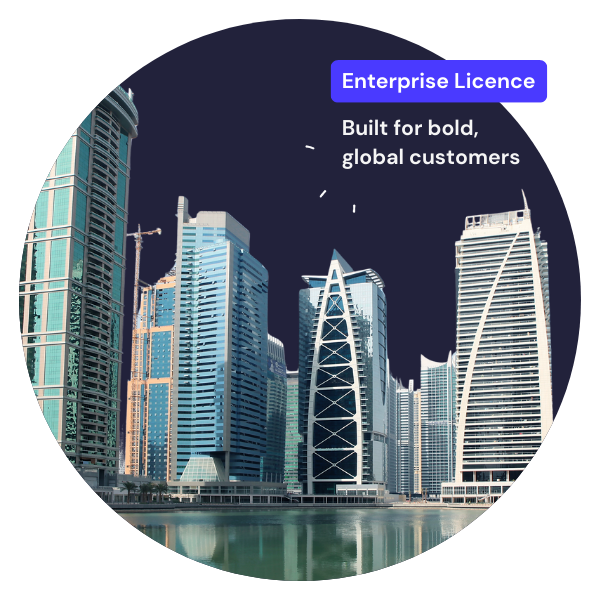 city scape with enterprise licence highlight