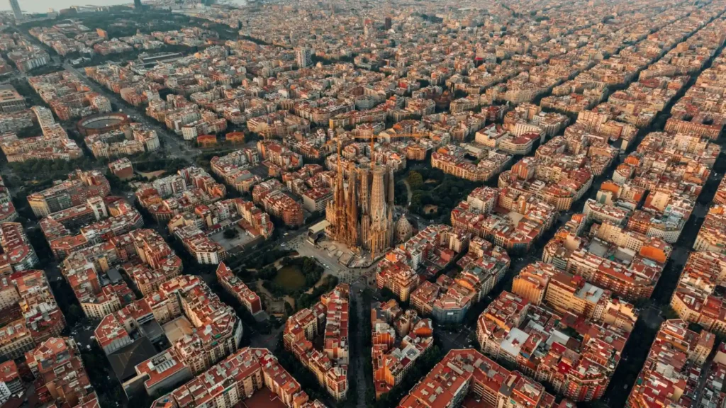 an aerial view of Barcelona
