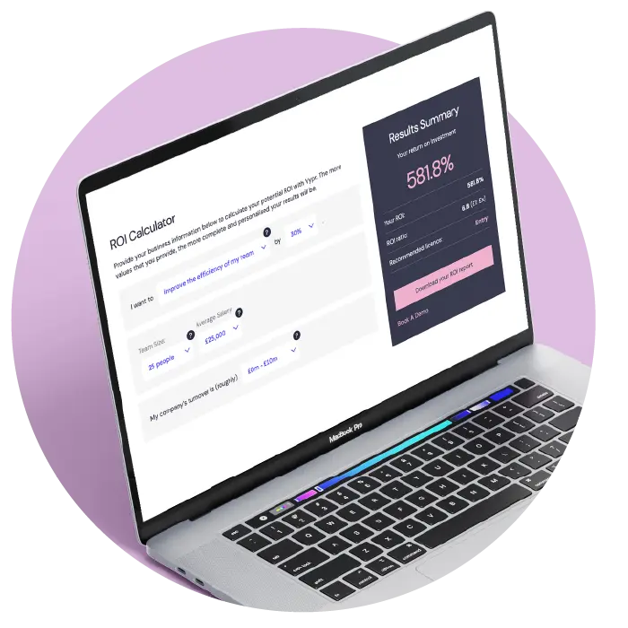 Vypr's roi calculator displayed on a laptop